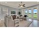 Living room featuring a view of the golf course through the large windows at 8150 Prestbury Dr, Orlando, FL 32832