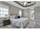 Relaxing main bedroom features a tray ceiling, bedside tables, and an ensuite bathroom at 8150 Prestbury Dr, Orlando, FL 32832