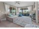 Comfortable living room with large windows, a plush sofa, and access to outdoor patio seating at 13139 Stanthorne Ave, Orlando, FL 32832