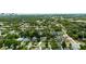 Wide aerial shot of a neighborhood with lush trees, well-maintained homes, and a glimpse of the city skyline at 1330 W Harvard St, Orlando, FL 32804