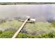 Aerial view of a dock on a tranquil lake surrounded by lush greenery at 2362 Datura Loop, St Cloud, FL 34772