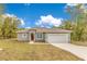 Charming single-story home with a two-car garage and a well-manicured lawn, set against a backdrop of mature trees at 2593 Sw 153Rd Ln, Ocala, FL 34473