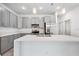 Well-lit kitchen featuring gray cabinets, stainless steel appliances, and white quartz countertops at 2593 Sw 153Rd Ln, Ocala, FL 34473