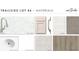 Sample materials for a new home including kitchen and bathroom finishes, fixtures, countertops, flooring, backsplash and carpet at 30112 Misty Pines Rd, Mount Dora, FL 32757