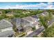 Aerial view of a two-story home with gray roof, screened porch, and attached garage in a landscaped neighborhood at 473 Oviedo Blvd, Oviedo, FL 32765