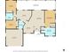 Detailed floor plan showcasing the layout of the home, including the kitchen, living room, bedrooms, and screened porch at 5076 Nw 21St Loop, Ocala, FL 34482