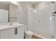 Modern bathroom features glass shower with sleek fixtures and a contemporary vanity at 7789 Nemours Pkwy, Orlando, FL 32827