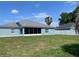 Back exterior view featuring a fenced-in yard and lush green lawn, perfect for outdoor activities at 8187 Sw 60Th Ter, Ocala, FL 34476