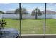 Relaxing screened porch with view of backyard featuring green grass and palm trees at 8187 Sw 60Th Ter, Ocala, FL 34476