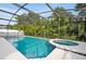 Backyard featuring a screened-in pool with a jacuzzi and lush green landscaping at 941 Clear Creek Cir, Clermont, FL 34714