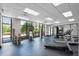 Well-equipped gym area with treadmills, weights and ample natural light through expansive windows at 14200 Avalon Rd # 409, Winter Garden, FL 34787