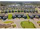 Beautiful aerial view of a neighborhood with manicured lawns and a scenic lake in the background at 17081 Water Spring Blvd, Winter Garden, FL 34787