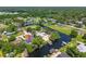 An aerial view of a home located on a tranquil canal, surrounded by lush greenery and offering waterfront living at 2491 Island Dr, Longwood, FL 32779