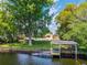 Backyard view featuring a private dock, pool and spacious yard, perfect for relaxation and entertaining at 2491 Island Dr, Longwood, FL 32779