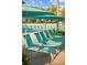 Relaxing poolside with turquoise loungers and umbrellas offers the perfect vacation getaway at 8045 Lost Shaker Ln, Kissimmee, FL 34747