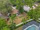 Aerial view of a backyard with a patio, spacious grass, and surrounding trees at 913 Moss Ln, Winter Park, FL 32789