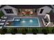 Aerial view of an inviting backyard with a sparkling pool, lounge chairs, and an outdoor seating area at 985 Lincoln Cir, Winter Park, FL 32789