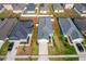An aerial view of a single-Gathering home with a well-maintained yard, surrounded by neighboring houses and green lawns at 2226 Majestic Span Ave, Eagle Lake, FL 33839