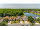 Aerial view of a well-maintained neighborhood with homes nestled around a serene lake at 4640 Eagle Peak Dr, Kissimmee, FL 34746