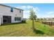 Expansive backyard with a young tree, a fenced area, and a serene view of the lake, ideal for outdoor living at 4829 Cedar Bay Ter, Kissimmee, FL 34746