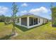 A screened in lanai is featured in this backyard at 5079 Royal Point Ave, Kissimmee, FL 34746