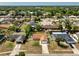 Aerial view of a charming home in a friendly neighborhood surrounded by mature trees and lush greenery at 7616 Southwick St, Orlando, FL 32818