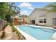Inviting backyard pool with covered patio and elegant orange drapes providing a private outdoor oasis at 811 Wayne Ave, Altamonte Springs, FL 32701