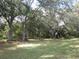 View of the home's large backyard with mature trees, offering a private and peaceful setting at 11540 Sandy Hill Dr, Orlando, FL 32821