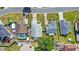 Aerial view of the property, showcasing landscaping and nearby houses, one with a pool at 171 Seabreeze Cir, Kissimmee, FL 34743