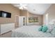View of the primary bedroom showing access to the pool through the window, and access to ensuite bathroom at 1969 Crystal Downs Ct, Oviedo, FL 32765