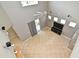 This is an aerial view of a living room that features tile floors, a fan, recessed lighting, and a TV at 506 Harbor Winds Ct, Winter Springs, FL 32708