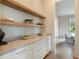 Walk-in pantry featuring custom shelves, ample counter space and views to the breakfast nook at 541 W Canton Ave, Winter Park, FL 32789