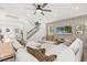 Spacious living room with comfortable seating, wood floors, and a staircase at 5458 Carrara Ct, St Cloud, FL 34771