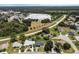 Overhead view of a quiet neighborhood showing trees, and houses with pools at 17 S Flag Ct, Kissimmee, FL 34759