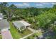 Aerial view of a charming home with mature trees and lush landscaping in a peaceful neighborhood at 171 Stanley Bell Dr, Mount Dora, FL 32757