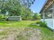 Spacious backyard featuring a shed and a lush green lawn at 171 Stanley Bell Dr, Mount Dora, FL 32757