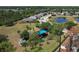 Aerial view showcases community park with playground, covered picnic area, and green spaces at 3620 Benson Park Blvd, Orlando, FL 32829