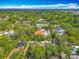Stunning aerial view of a neighborhood with lush green trees, houses, and blue skies at 420 S Oak Ave, Sanford, FL 32771