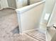 Carpeted staircase featuring a white railing and neutral wall color at 6268 Great Bear Dr, Lakeland, FL 33805