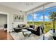 Living room features a modern sofa, floor-to-ceiling windows with scenic views, and stylish decor at 101 S Eola Dr # 810, Orlando, FL 32801