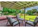 Relaxing backyard with wood deck, outdoor seating, and large grassy area at 3241 Downs Cove Rd, Windermere, FL 34786