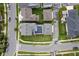 Aerial view showcasing a home with a private backyard pool and well-maintained landscaping in a residential area at 6875 Bridgman St, Orlando, FL 32827