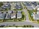 Overhead neighborhood shot showcasing lawns, residences, and tree-lined streets at 6875 Bridgman St, Orlando, FL 32827