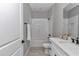 Clean bathroom with white subway tile, a modern vanity, and updated fixtures at 8202 Sw 123Rd Ter, Dunnellon, FL 34432