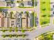 Aerial view of the house on a corner lot with a red perimeter line outlining property at 15358 Arcadia Bluff Loop, Winter Garden, FL 34787