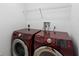 Laundry area features a matching red washer and dryer at 2104 E Parkton Dr, Deltona, FL 32725