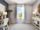 Bright bedroom designed with a coastal vibe, featuring neutral colors and a work space at 2710 Golden Trout Ln, Edgewater, FL 32141
