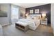 Serene main bedroom with a plush bed, decorative pillows, and a calming color palette at 2710 Golden Trout Ln, Edgewater, FL 32141