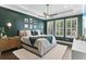 Bedroom with large windows, tray ceilings, and wood floors creating a relaxing ambiance at 557 Lake Cove Pointe Cir, Winter Garden, FL 34787