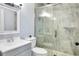 Well-lit bathroom with updated vanity and shower at 642 Carver Dr, Lake Wales, FL 33853